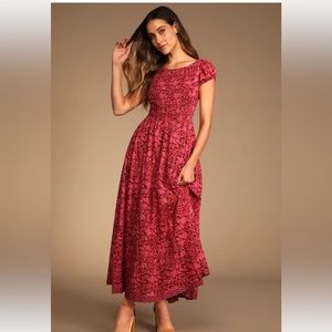 Free People ultraviolet pink smocked maxi dress